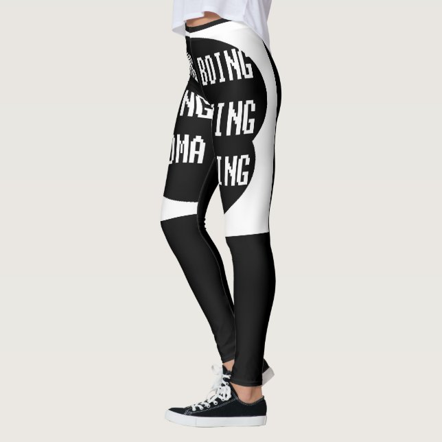 Text words on black and white design fun hot leggings (Left)