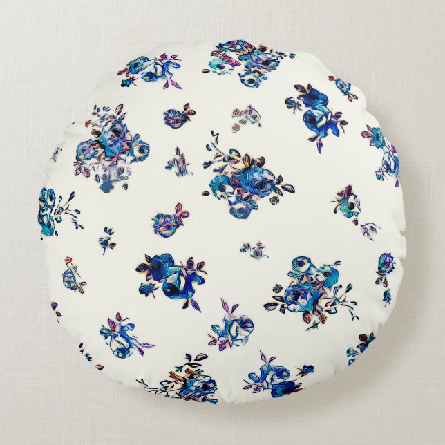 Textile and wallpaper seamless patterns. Digital i Round Cushion (Front)