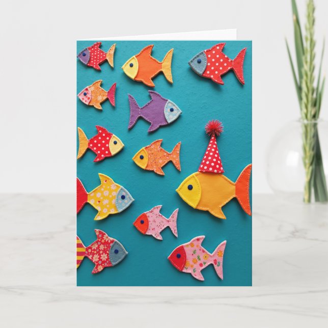 Textile Aquatic Birthday Card (Front)