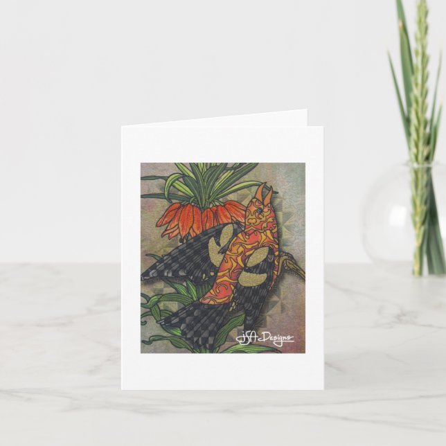 Textile Art Bird Notecard (Front)