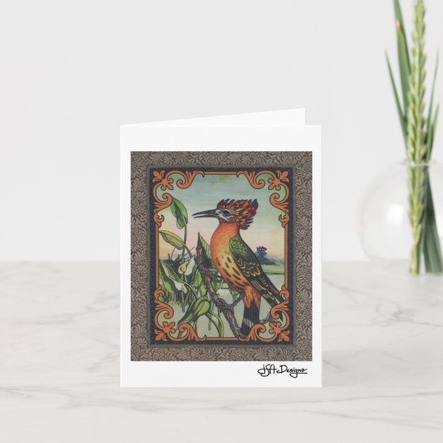 Textile Art Bird Notecard (Front)