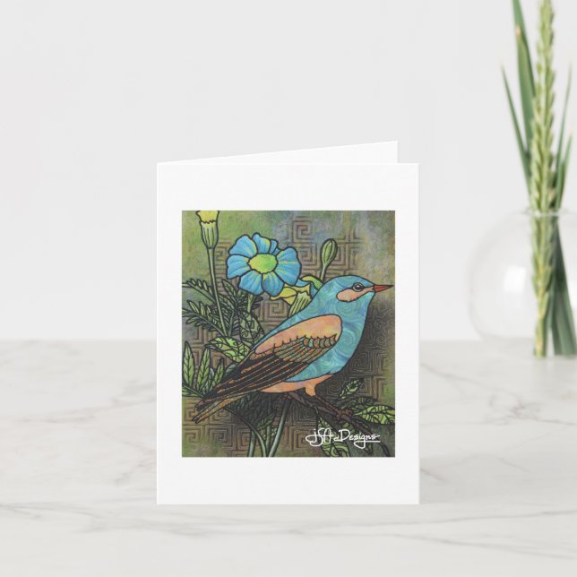 Textile Art Bird Notecard (Front)