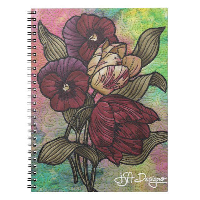 Textile Art Floral Notebook (Front)