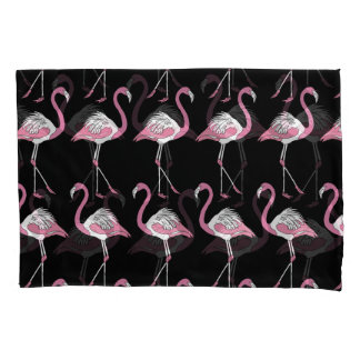 Textile Black Flamingo Background Pattern Pillowcase