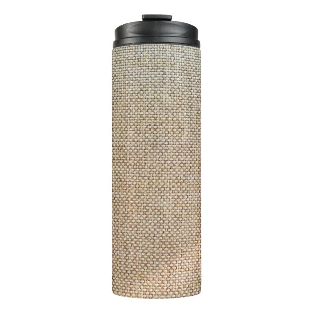 Textile brown background fabric thermal tumbler (Front)
