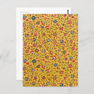Textile Carnations and Other Flowers Pattern Postcard