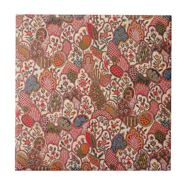 Textile--Colourful Floral Pattern, Tile (Front)