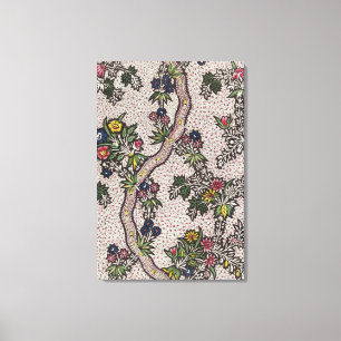 Textile design of plant forms and serpentine ribbo canvas print