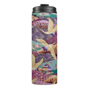 Textile fabric cloth pattern thermal tumbler