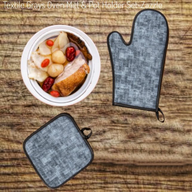 Textile Greys  Oven Mitt & Pot Holder Set (Creator Uploaded)