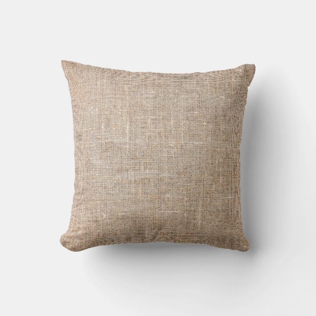 Textile jute brown fabric texture cushion (Front)