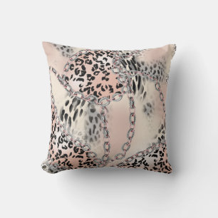 Textile Leopard: Floral Chain Pattern. Cushion