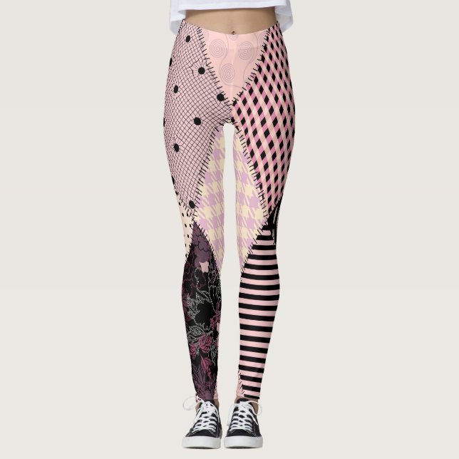 Textile Lingerie: Patchwork Vintage Pattern Leggings (Front)