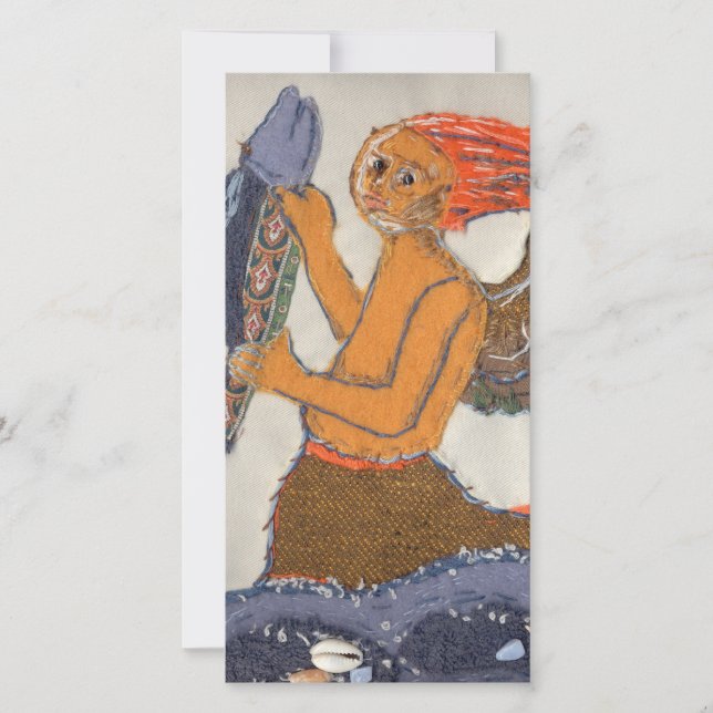 Textile Mermaid Phone Holiday Card (Front)