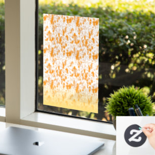 Textile pattern featuring a vibrant orange and gol