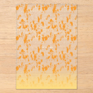 Textile pattern featuring a vibrant orange and gol acrylic invitations