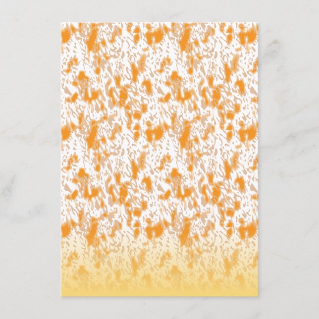Textile pattern featuring a vibrant orange and gol enclosure card (Front)