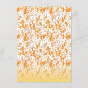 Textile pattern featuring a vibrant orange and gol enclosure card