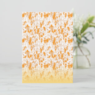 Textile pattern featuring a vibrant orange and gol holiday card