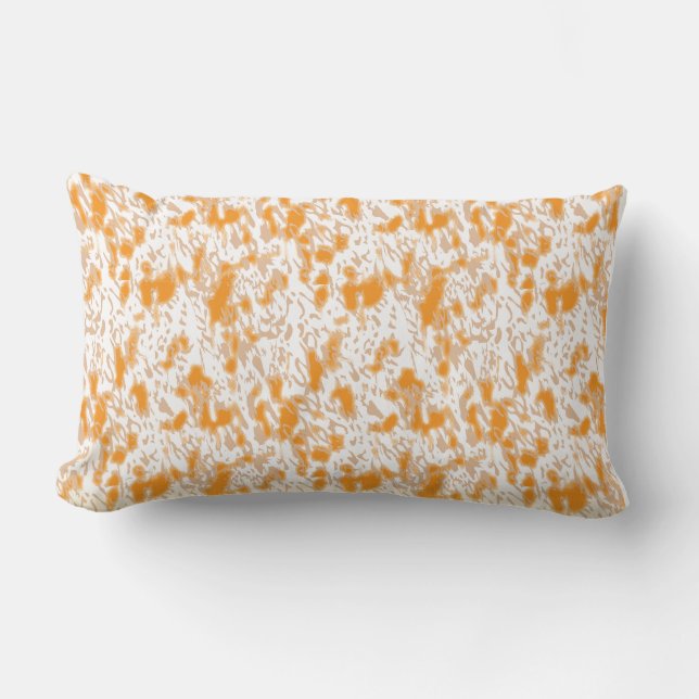 Textile pattern featuring a vibrant orange and gol lumbar cushion (Front)
