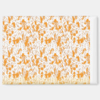Textile pattern featuring a vibrant orange and gol