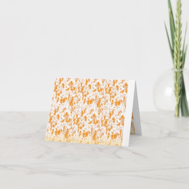 Textile pattern featuring a vibrant orange and gol note card (Front)