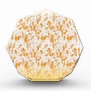 Textile pattern featuring a vibrant orange and gol photo block