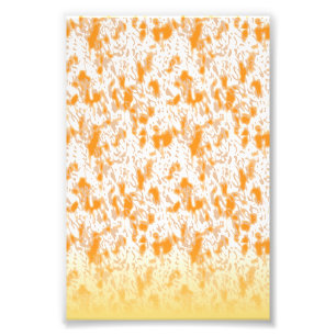 Textile pattern featuring a vibrant orange and gol photo print
