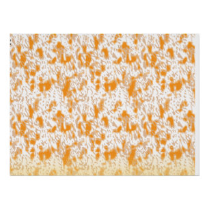 Textile pattern featuring a vibrant orange and gol poster