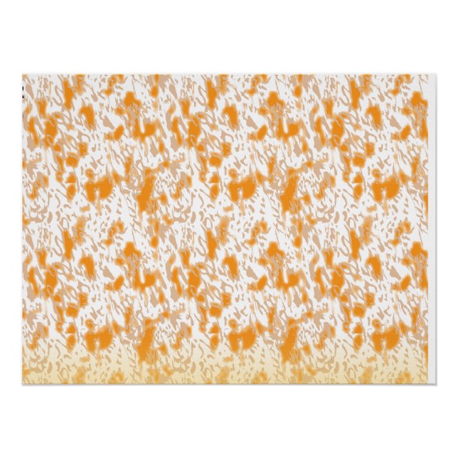 Textile pattern featuring a vibrant orange and gol poster (Front)