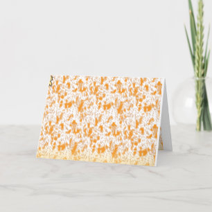 Textile pattern featuring a vibrant orange and gol thank you card
