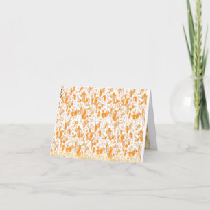 Textile pattern featuring a vibrant orange and gol thank you card