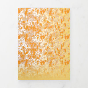 Textile pattern featuring a vibrant orange and gol Tri-Fold card