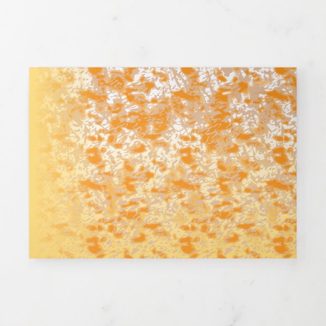 Textile pattern featuring a vibrant orange and gol Tri-Fold holiday card (Cover)