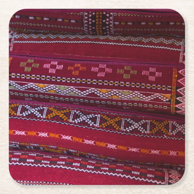 Textile Pillow Patterns Square Paper Coaster (Front)