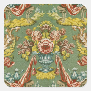 Textile with a repeating floral motif square sticker