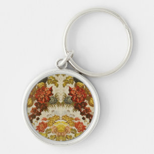 Textile with a repeating floral pattern key ring