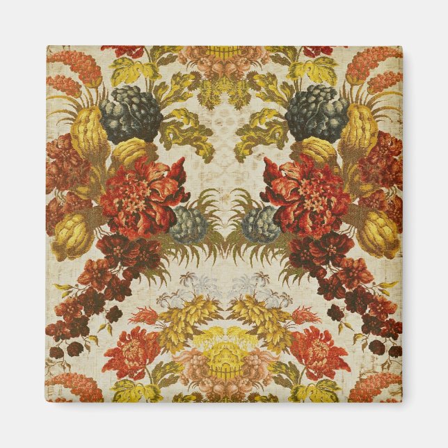 Textile with a repeating floral pattern magnet (Front)