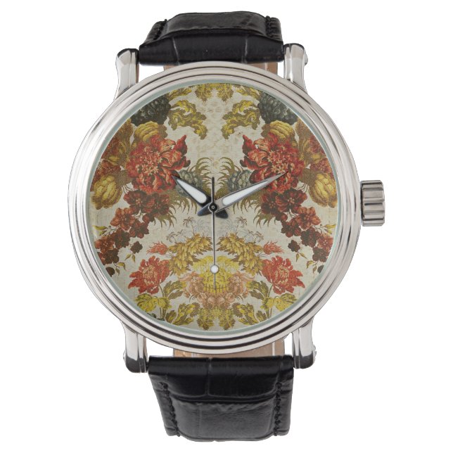 Textile with a repeating floral pattern watch (Front)