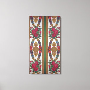 Textile with garlands of daisies canvas print