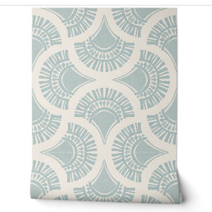 Textural Boho Geometric Sun Fan - Powder Blue Wallpaper
