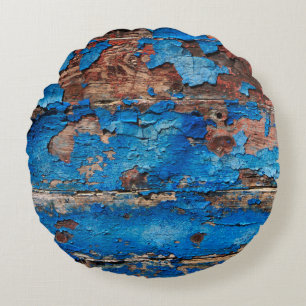 Texture background blue wood round cushion