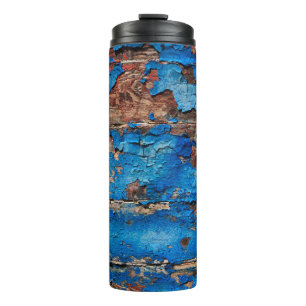 Texture background blue wood thermal tumbler