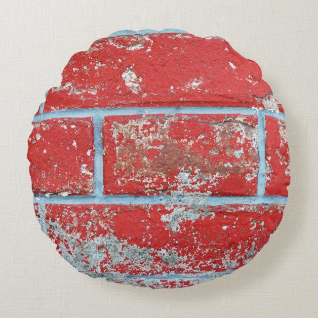 Texture background surface wallpaper red blue bric round cushion (Front)