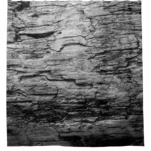 Texture black and white wood tree shower curtain