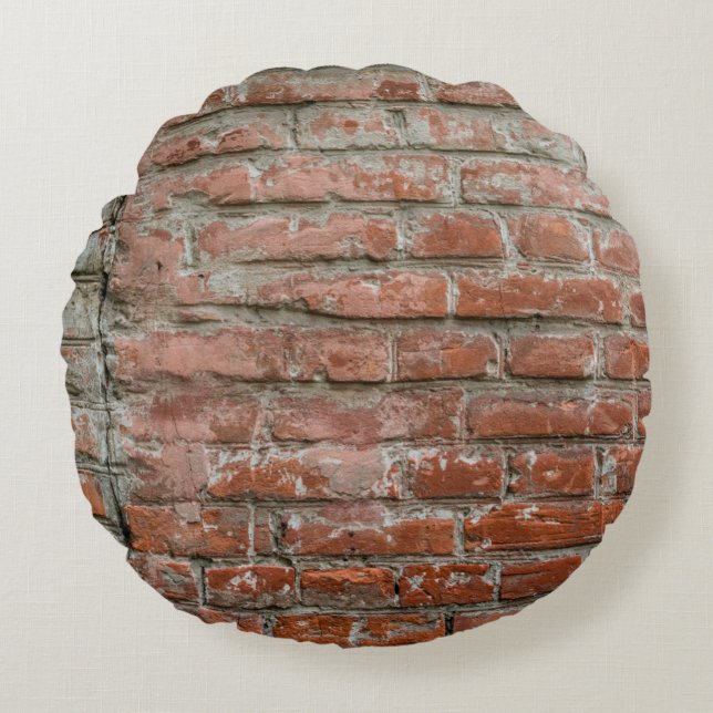 Texture. Brick. Wall. A background with attritions Round Cushion (Front)