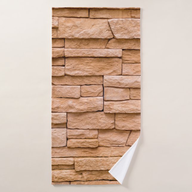 texture brick wall beige close up bath towel (Bath Towel)