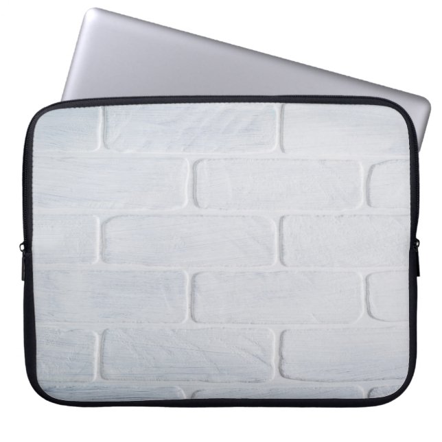 Texture brick wall white paint laptop sleeve (Front)