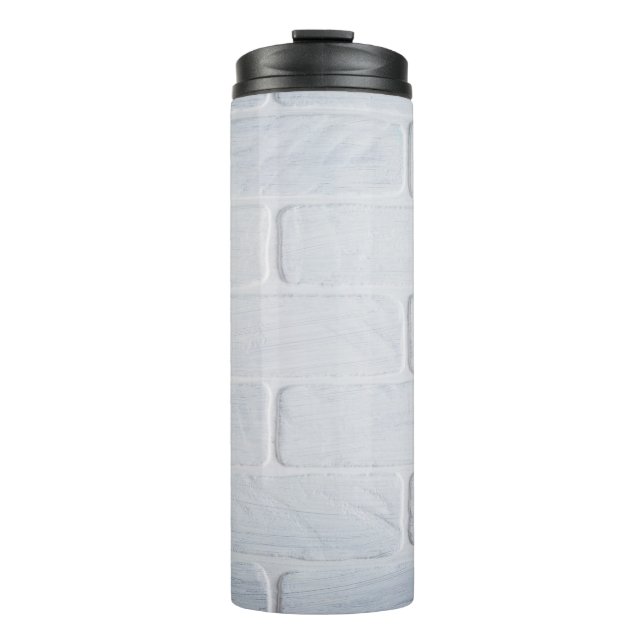 Texture brick wall white paint thermal tumbler (Front)