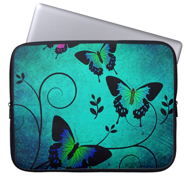 Texture butterflies background laptop sleeve (Front)